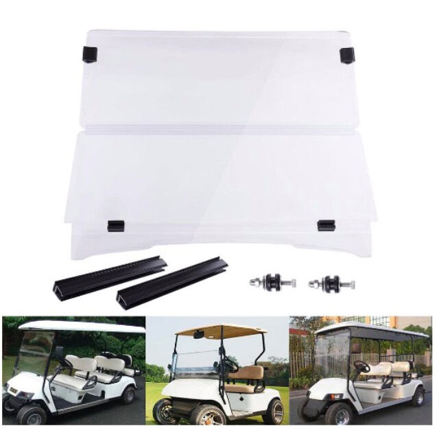 HECASA Clear Golf Cart Windshield Compatible with 1994-2014 EZGO TXT Medalist